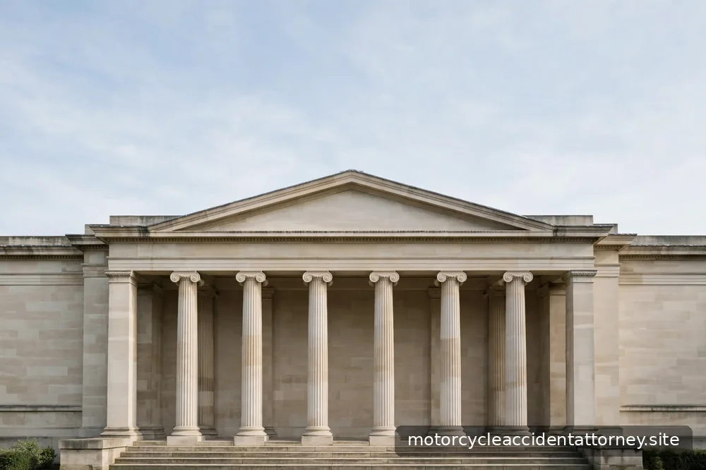 Calm classical architecture of a public building facade in soft daylight